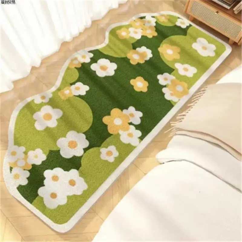 VIKAMA Moss Flat Printed Carpe Imitation Cashmere Bedside Blanket Irregular Anti-Slip Living Room And Bedroom Mat Home Decor C251103