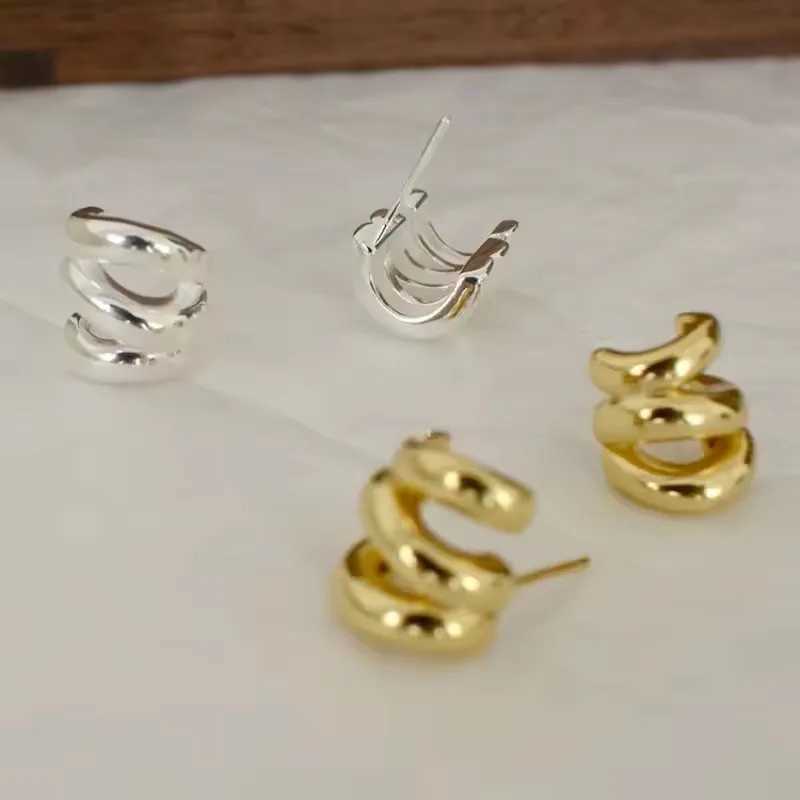 PANJBJ925 sterling silver retro gold cross line earrings suitable for womens fashion earrings jewelry allergy prevention party accessories Y250401