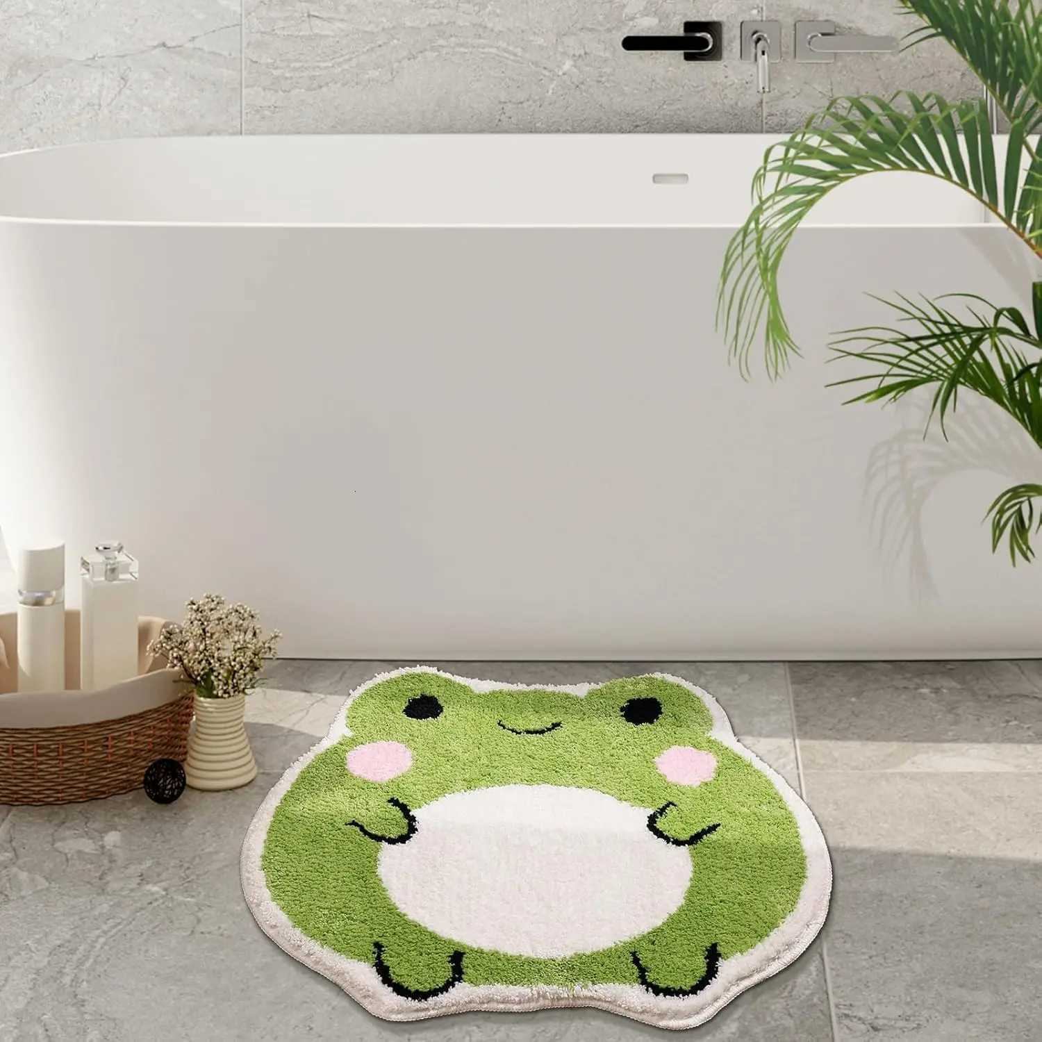VIKAMA Cute Bath Mat Non Slip Frog Bath Rug for BathroomLuxury Absorbent MatsMachine Washable Shaggy Soft Rugs Bathroom Decor C251103
