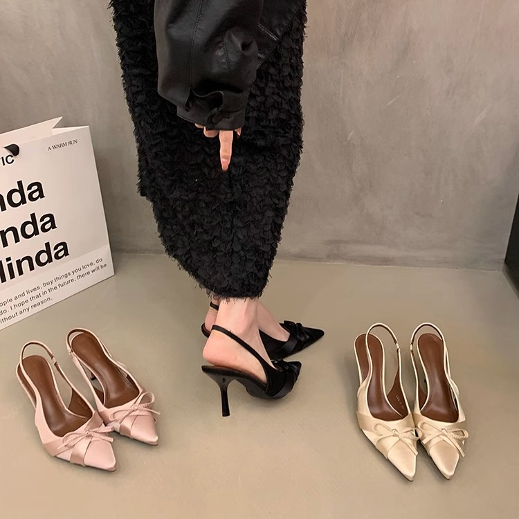 2025 New Free shipping deisgner for womens dress shoes khaki black pink Summer new French bow sandals and high heels