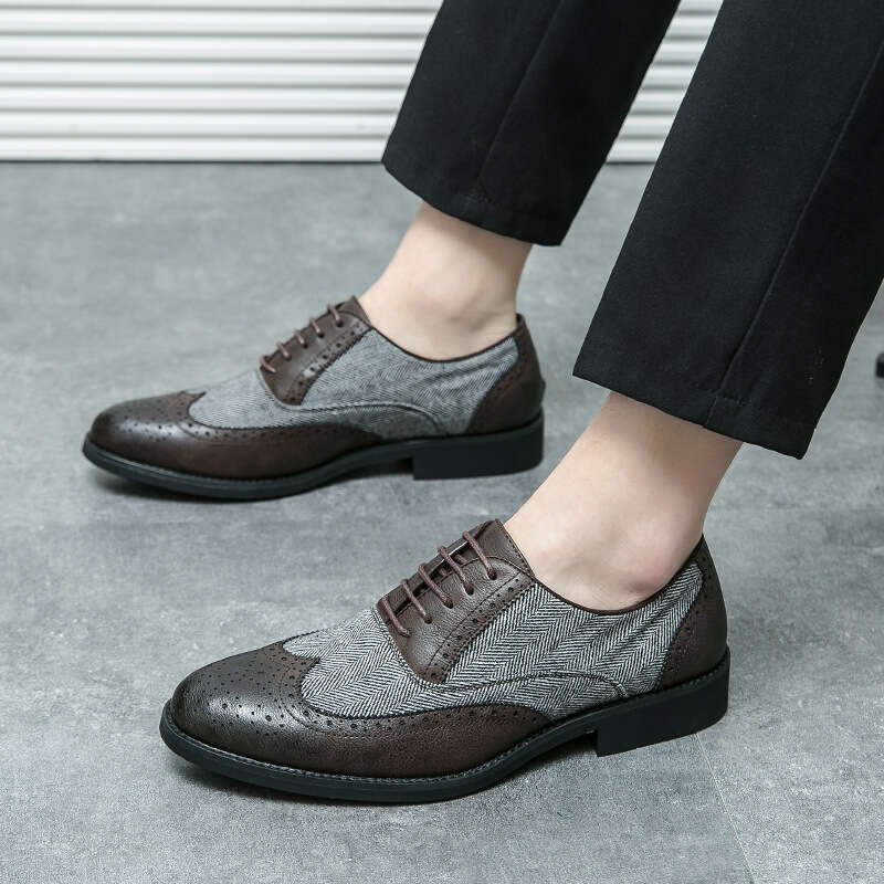 Large size Block leather for men in 2024 Spring and Autumn, formal business, British casual suit, groom's wedding shoes