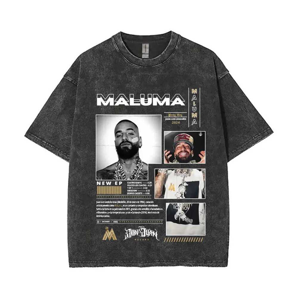 Vintage Washed Rapper Maluma Pretty Dirty Europet Tour 2025 T-shirt Men Women Fashion Oversized Tshirt Male Hip Hop Streetwear X250403