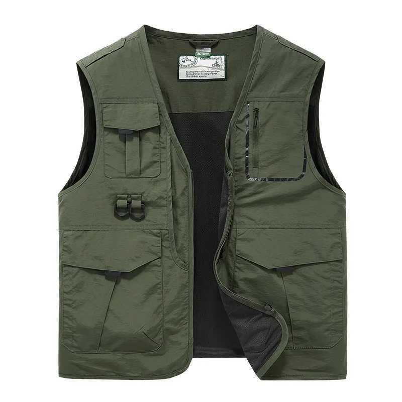 Waistcoat Men Multi-pocket Vest Tactical Military Motorcyclist Mens Coat Summer Sleeveless Jacket Work Coats Hunting Vests Man X2504031