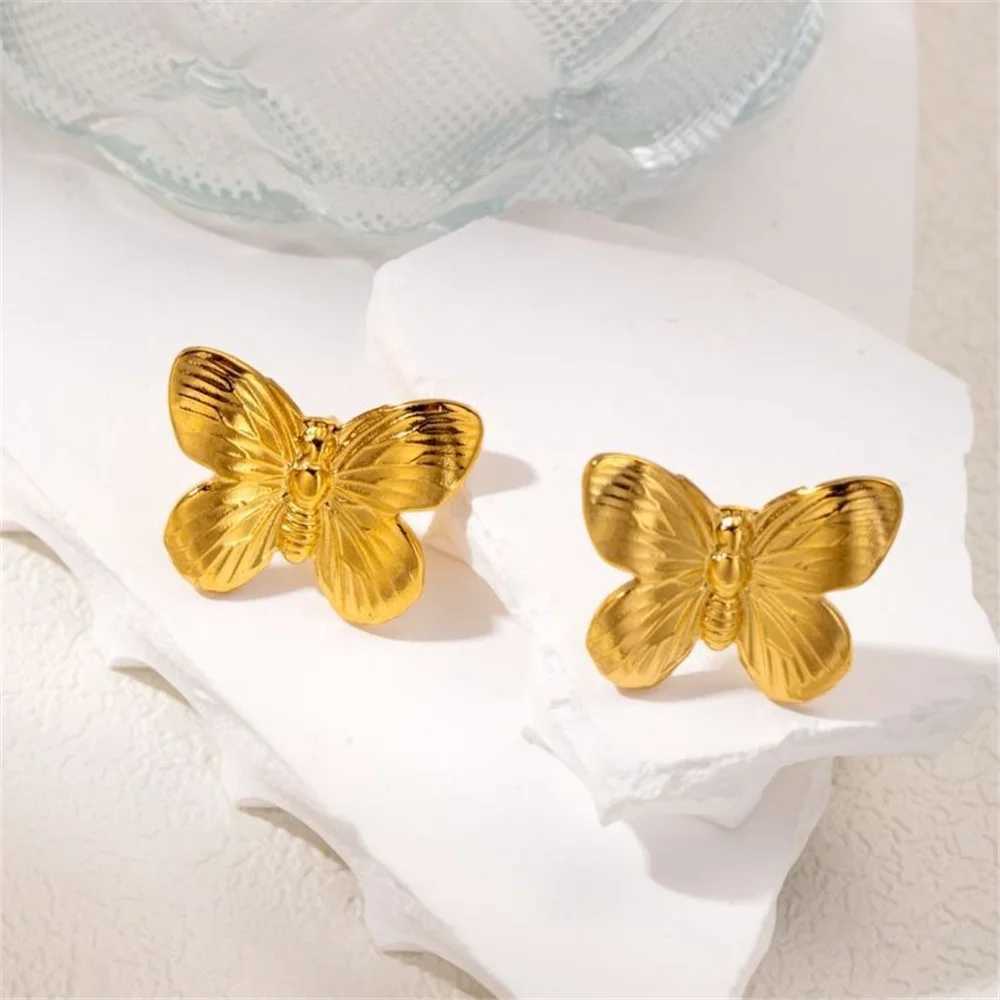 1 Pair Punk Butterfly Shape Stud Earrings Female Gold Color Stainless Steel Earrings for Women Party Jewelry Gift C251103