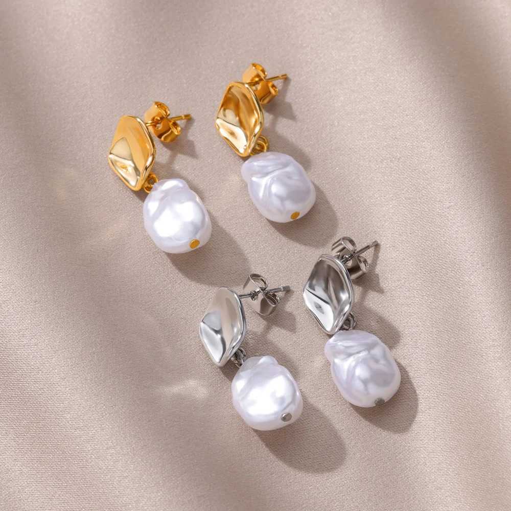 Zircon Pearl Earrings For Women 2023 Trending Stainless Steel Gold Color Drop Earring Wedding Party Luxury Jewelry Bijoux Femme C251103