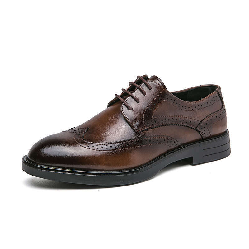 2024 Men's Large Size New Leather Fashion Business Dress Shoes Korean Edition Trendy Pointed Casual
