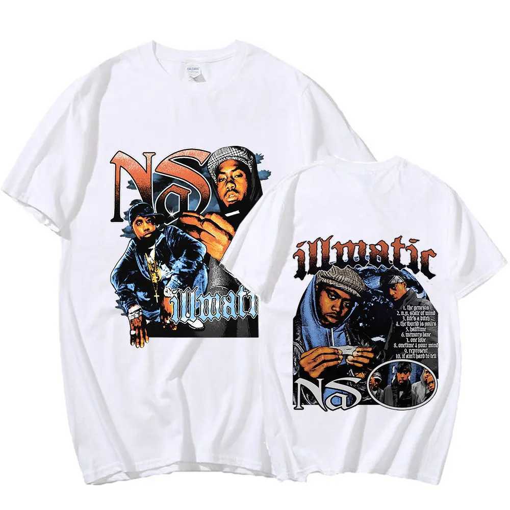 Rapper Nas Illmatic Graphic T Shirt Men Fashion Vintage Style T-shirt Male Casual Gothic Short Sleeve Tshirts Hip Hop Streetwear X250403