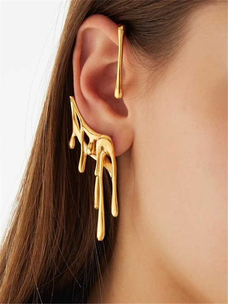 Kshmir 2023 new geometric metal drop wax irregular lava earrings buckle earrings suitable for womens jewelry gifts Y250401