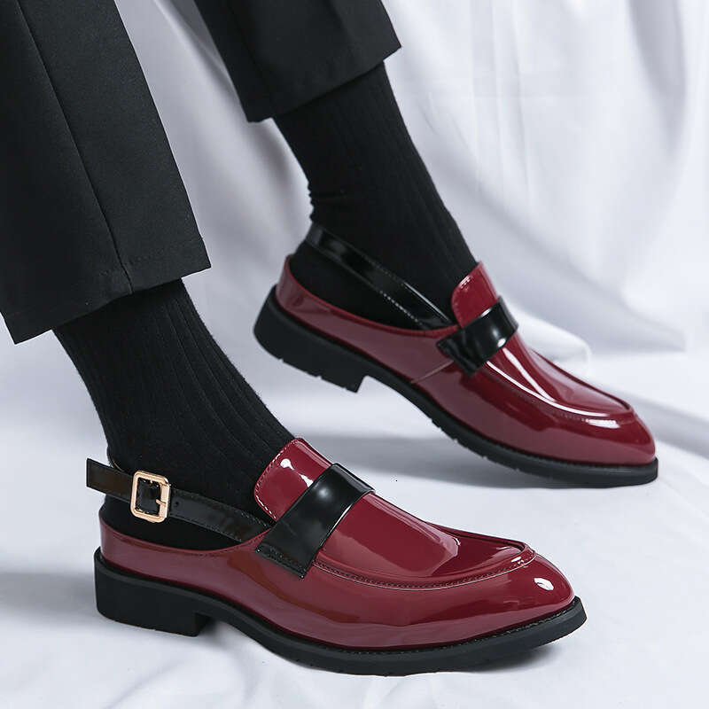 2024 men's shoes in plus size, new semi trailer glossy fashionable breathable casual leather shoes, and trendy