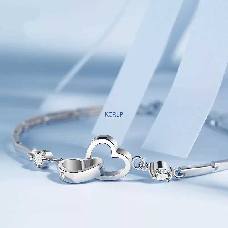 KCRLP Charm 925 Pure Silver Bracelet Womens Valentines Day Zircon Wedding Love Jewelry Y250329