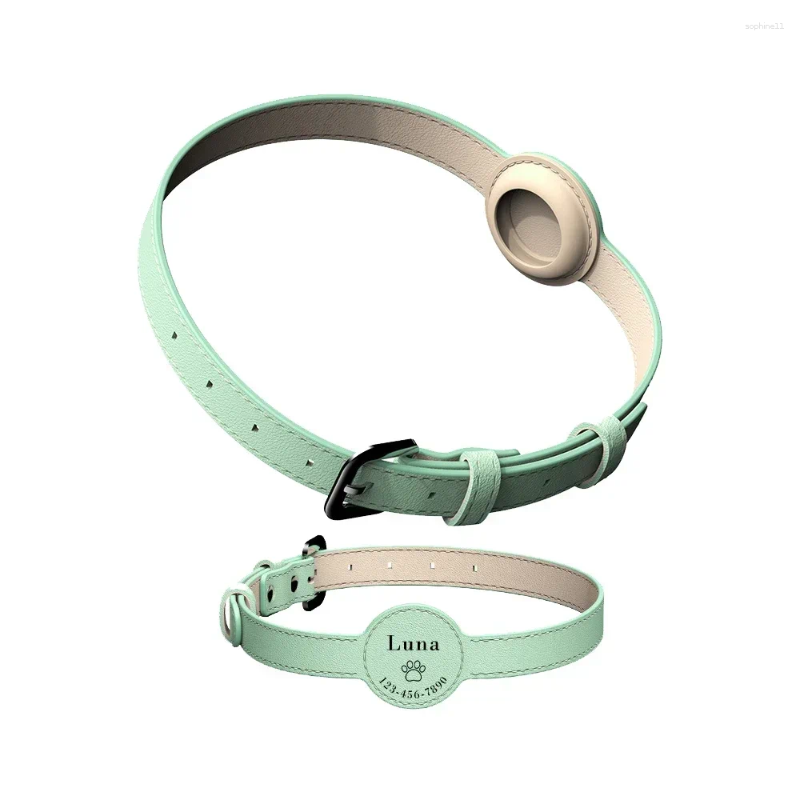 Update Personalized Pet Collar Leather Anti-Lost For Airtag Location Tracker Protective Case Adjustable Design