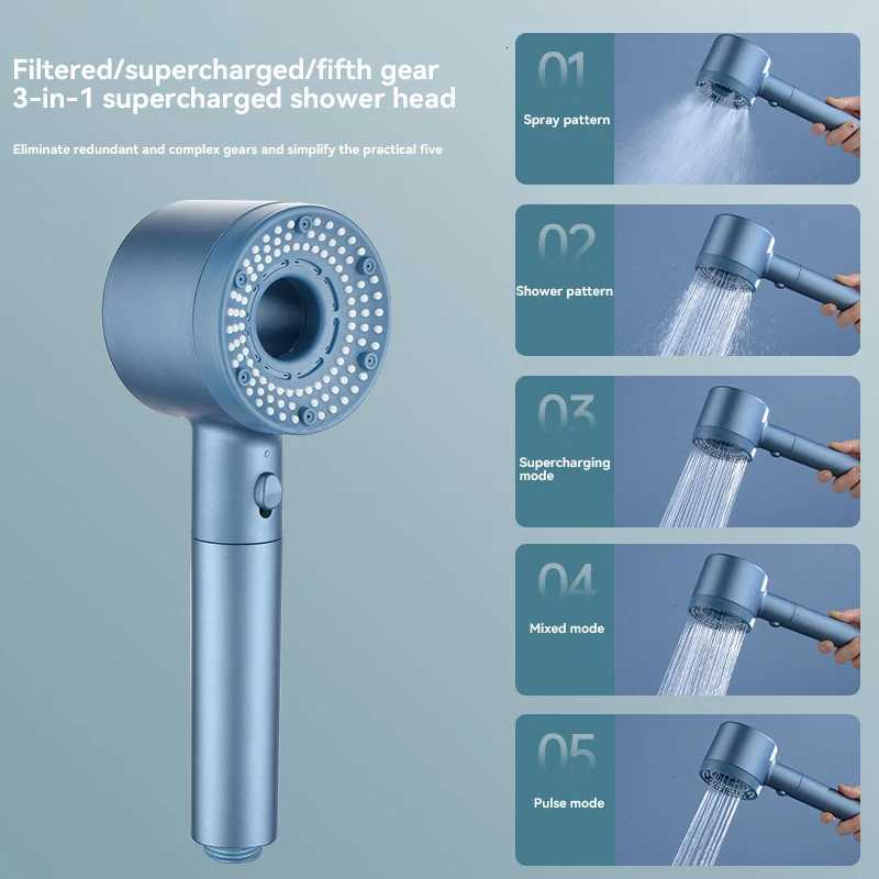5 Modes Shower High Pressure Shower Portable Filter Rainfall Faucet Tap Bathro Bath He Bathro New Upgrade Y251103