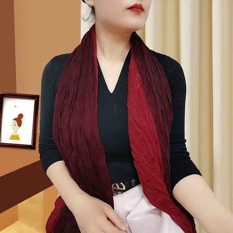 T409 breathable cotton and linen sunscreen scarf shawl with skirt to wear outside new style western temperament neck protection summer thin scarf