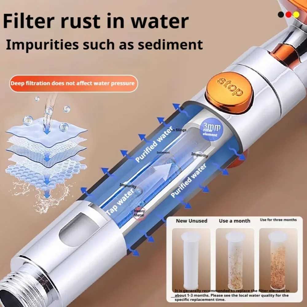 5 Spray Spa Shower ABS Portable High Pressure Large Flow Filtered Shower s with Stop Button Universal Bathro Nozzle Y251103