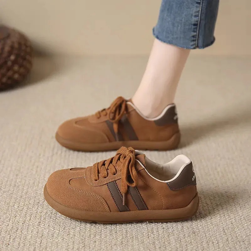 designer shoes new Women's trendy vintage German training shoes breathable flat sole style for spring sporty casual and all-match leather upper s