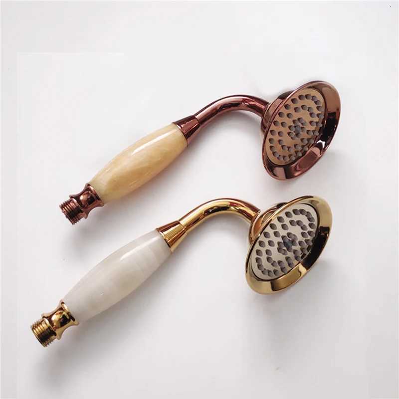 Rose Gold Shower Bathro Natural Jade Hand Shower Spray Gold Y251103