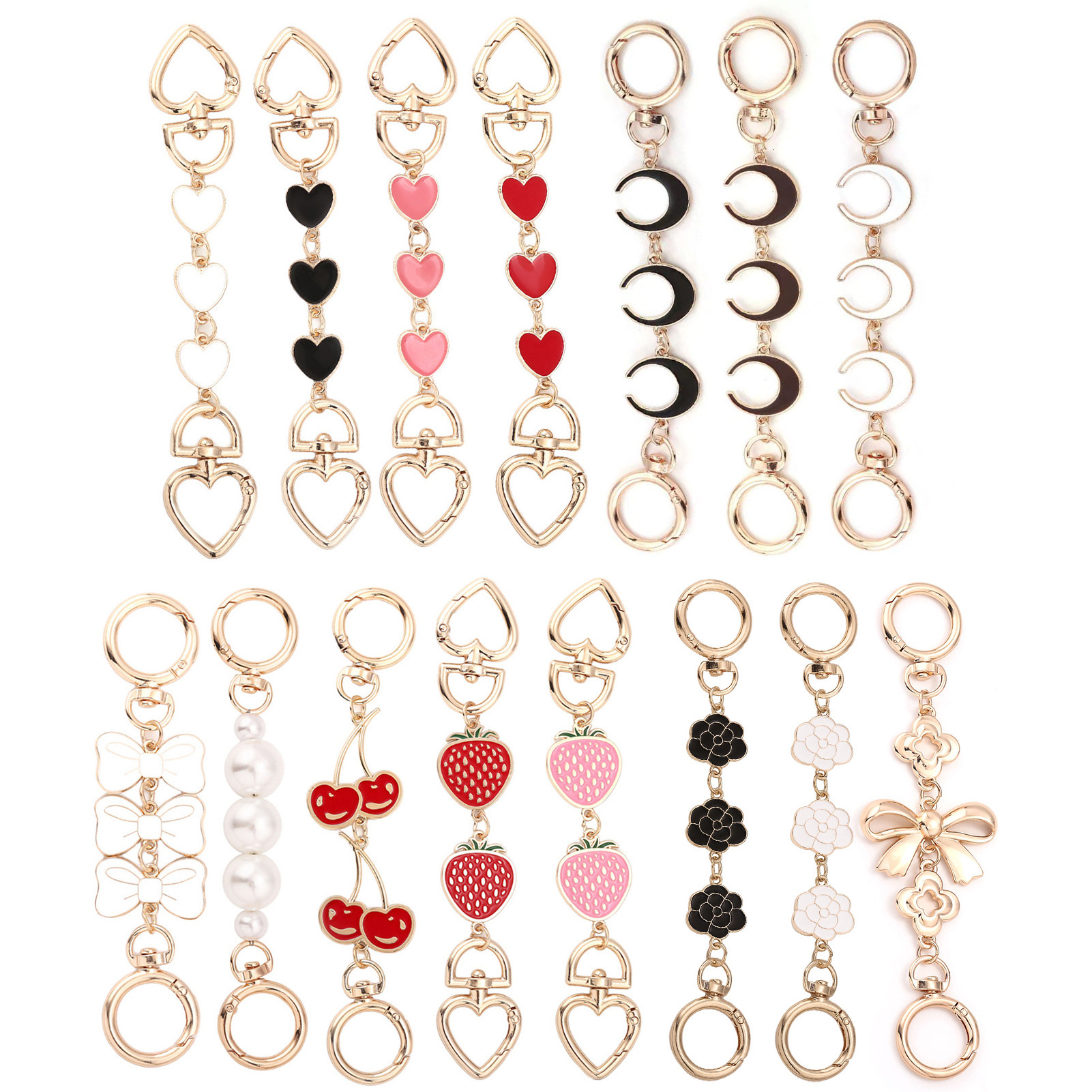 designer bag charm Mahjong Metal Underarm Modification Bag Chain Moon Strawberry Heart Pearl Extension Shoulder Strap Accessories keychain designer