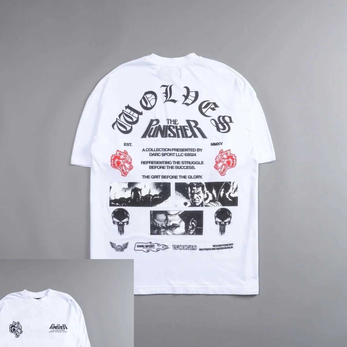 Wolf Head High Quality T-shirt Summer City Fitness Sport Loose casual crewneck Mens T-shirt Couple 100% cotton X2506131