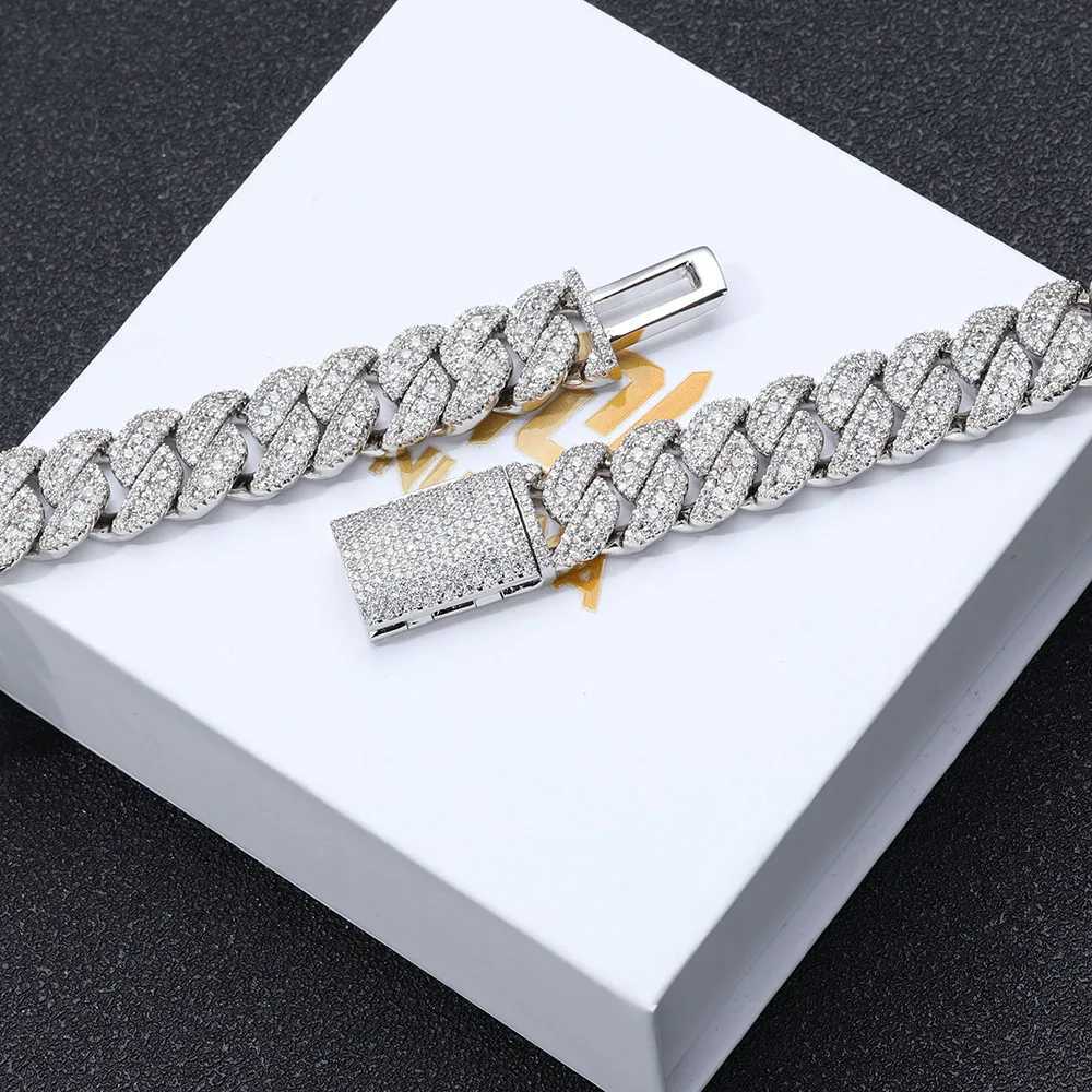 14mm Cuban Link Chain Bracelet Hip Hop Jewelry 18K Gold Plated Brass Zircon Diamond Ice Cuban Bracelet Mens Gift Y250329