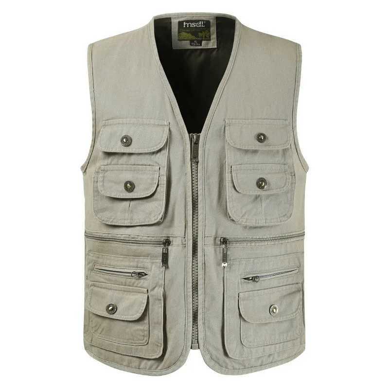 Mens Large Size Loose Multi Pocket Fishing Vest Climbing Camping Travel Outdoor Waistcoat Multi-Pocket Photography Hunting Vests X250403