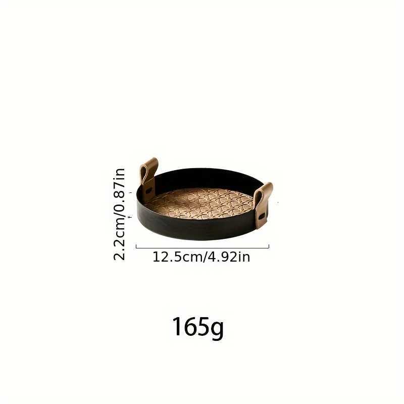 Nordic Round Jewelry Tray Woven Leather Storage Tray Living Ro Kitchen Desktop Cosmetic Sundries Plate He Decoration Y251025