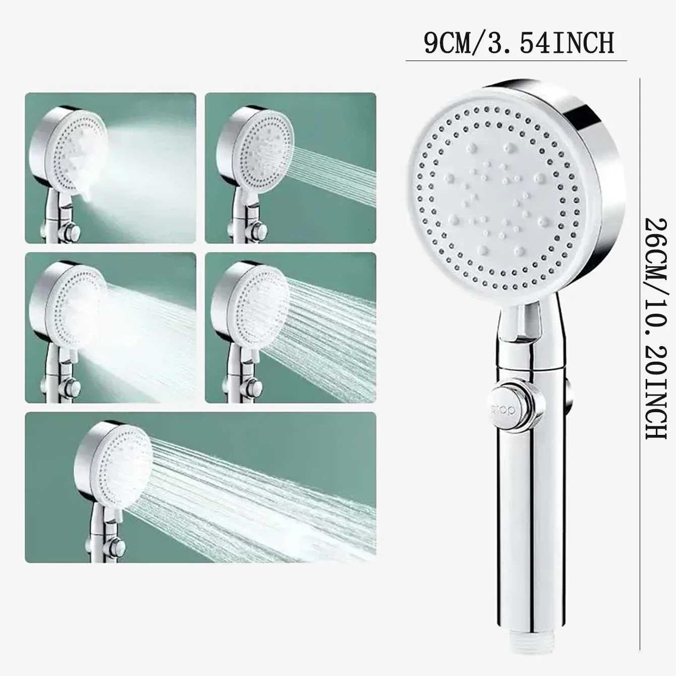 Shower Water Saving 5 Mode Adjustable High Pressure Shower One-key Stop Water Massage Eco Shower Bathro Accessories Y251103