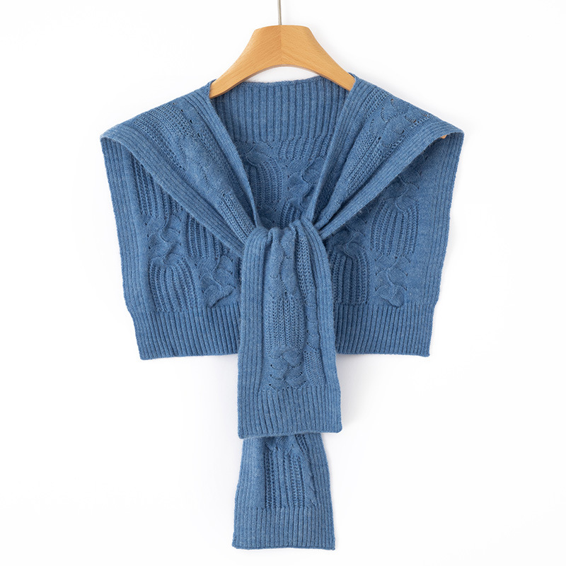 K1139 Imitation wool knitted shawl for women spring and autumn thickened twisted flower fashionable shoulder guard waistcoat outer scarf small cape to