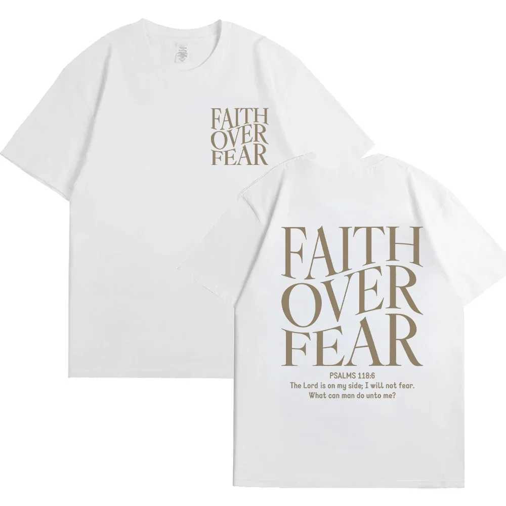 Faith Over Fear Christian Women T-shirts Christian Clothes Jesus Fashion Trendy T-shirts Bible Verse Sportwear Aesthetic Clothes X250403
