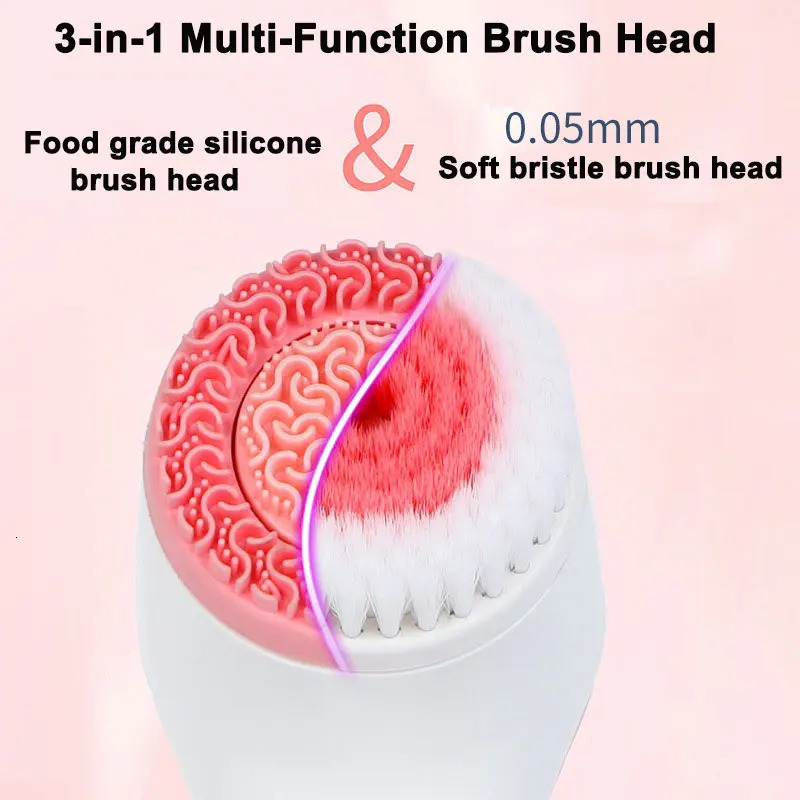 3 In 1 Electric Cleansing Brush Vibrations Facial Cleaner Face Massager Sonic Rotating Cleansing Brush Face Deep Cleansing Tool 251030