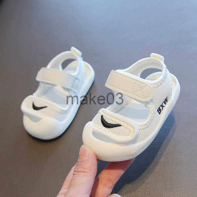 Summer Baby Walking Shoes Sandals Baby Girls Boys Breathable Mesh Bread Toe Shoes 0-3 Year Old Anti Kick Kids Shoes J250403