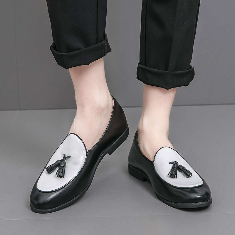 Men's casual leather 2024 Spring and Autumn new large Liu Su Le Fu color blocked 38-46 size driving shoes