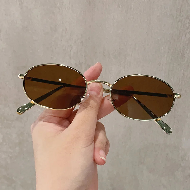 Y2K Retro Oval Sunglasses for Women Small Metal frame Trendy Shades Sun Glasses UV400 Eyewear Oculos De Sol 251103