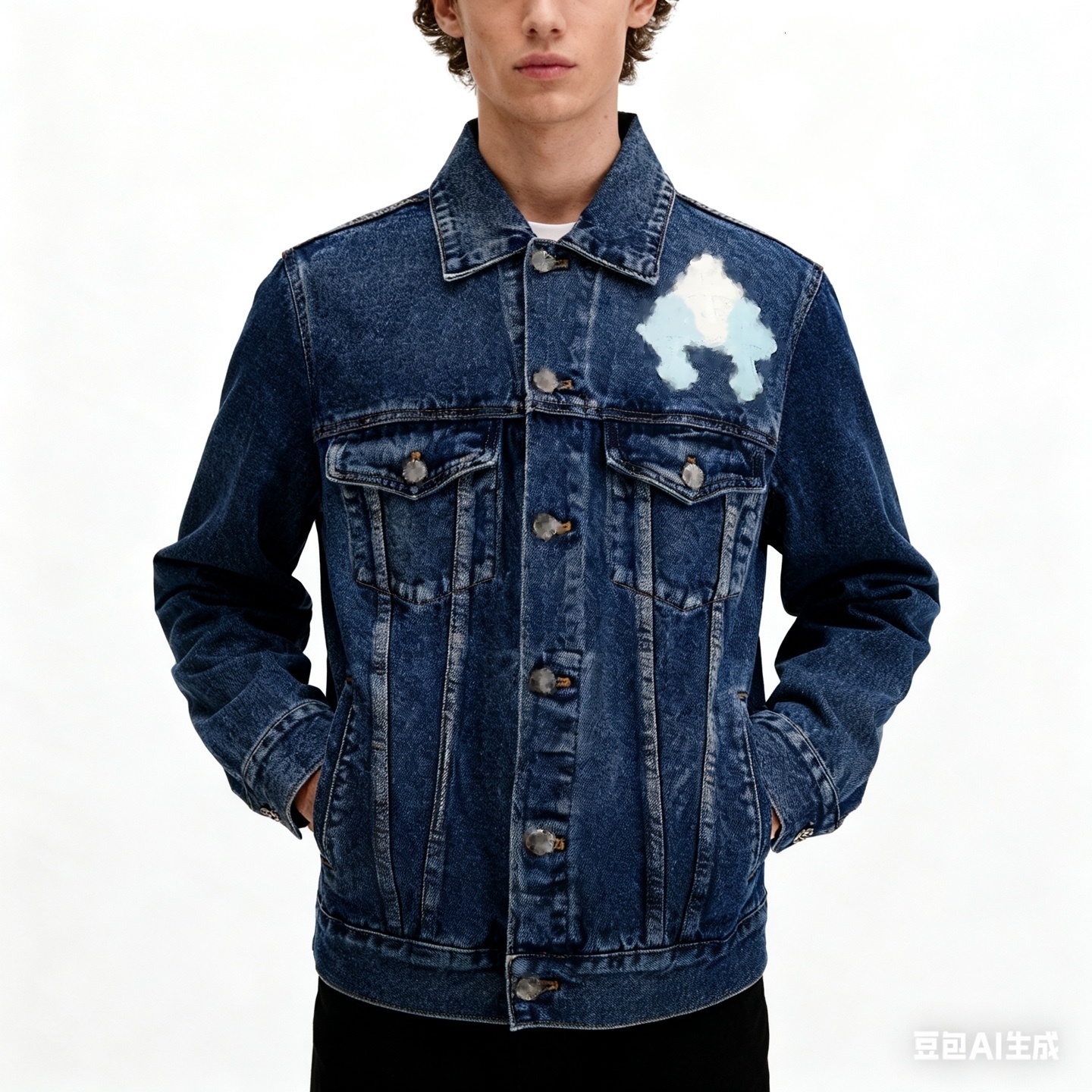 Designer Mens Jackets Denim Printed Coats Button Jacket Winter Coat Hooded Outwears Man Tops Jackets Jeans Windbreaker Lapel Neck Cross stitch patchwork on sleeves