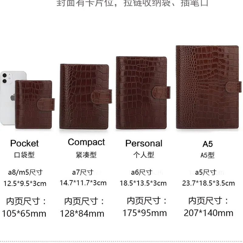 Yiwi Genuine Leather Pocket Size Planner Leather a8 A7 a6 a5 Notebook with Ring Mini Agenda Organizer Diary Notepad 251031