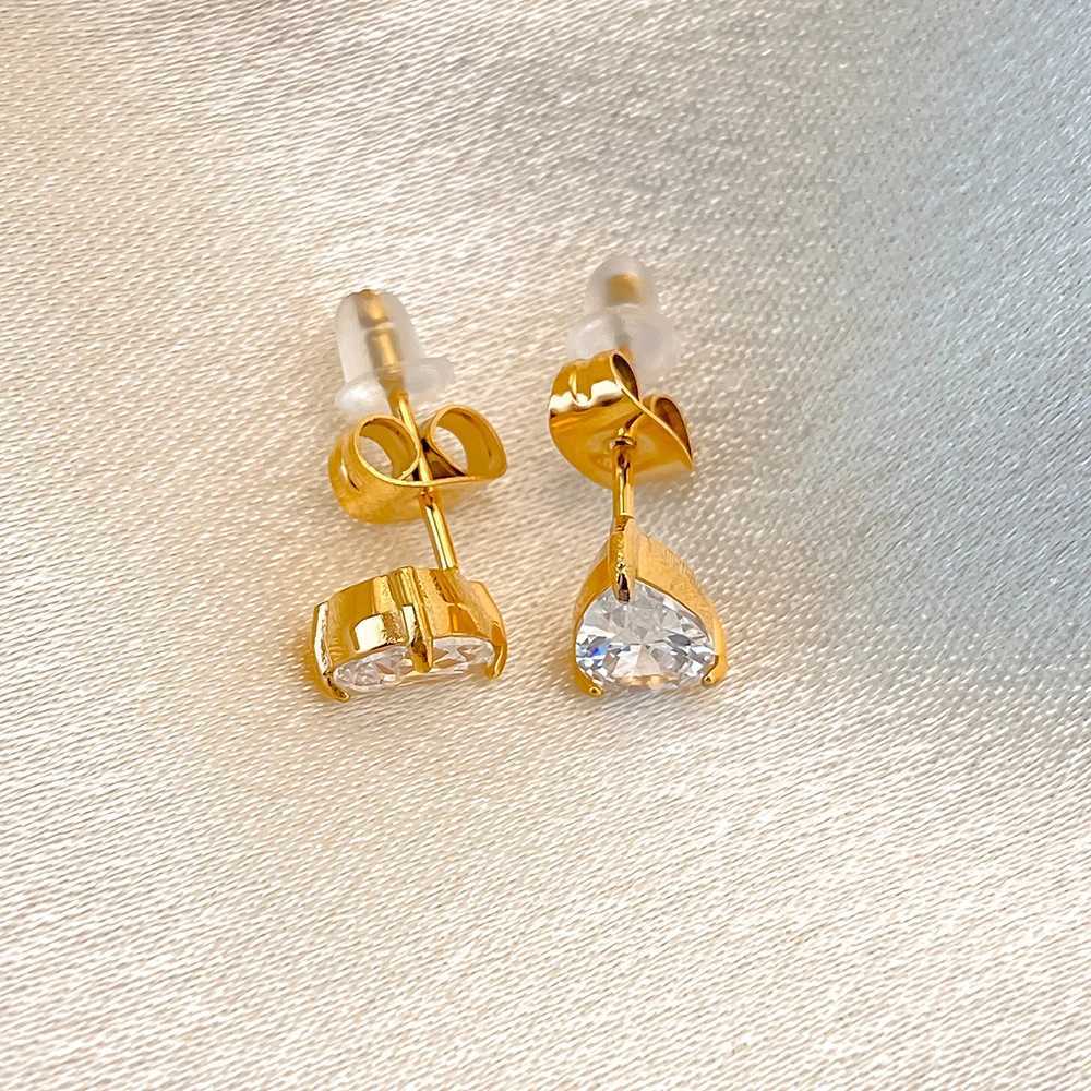 eManco White Color Zircon Hoop Earrings Stainless steel Water Drop Pendant Gold Plated Earring Womens Luxury Jewelry C251103