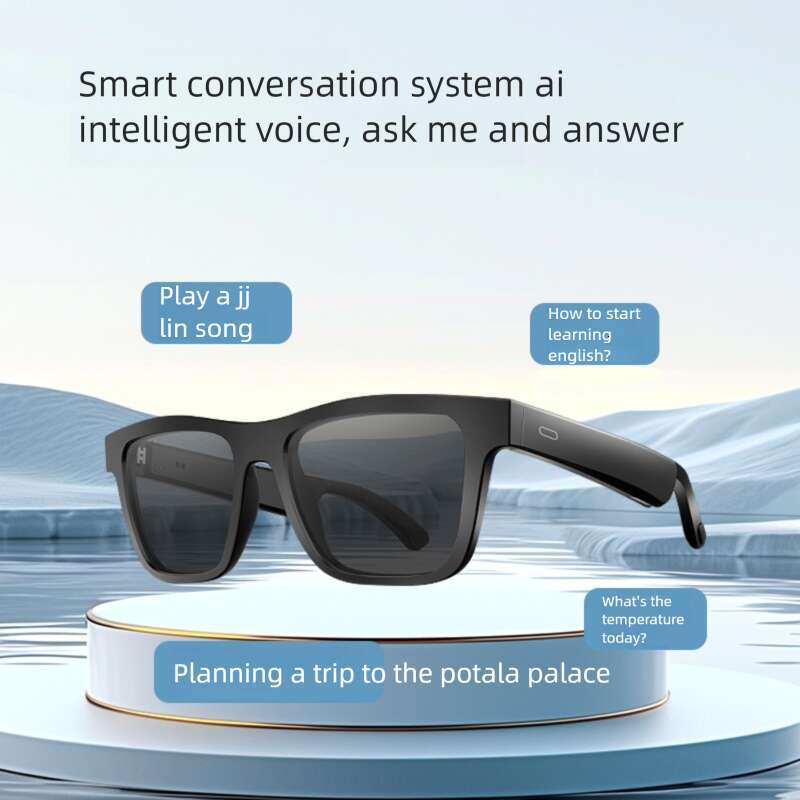 Famous Brand Outdoor Sports AI Smart Translation Fashion Driving Square Frame Sunglasses Bluetooth Glasses