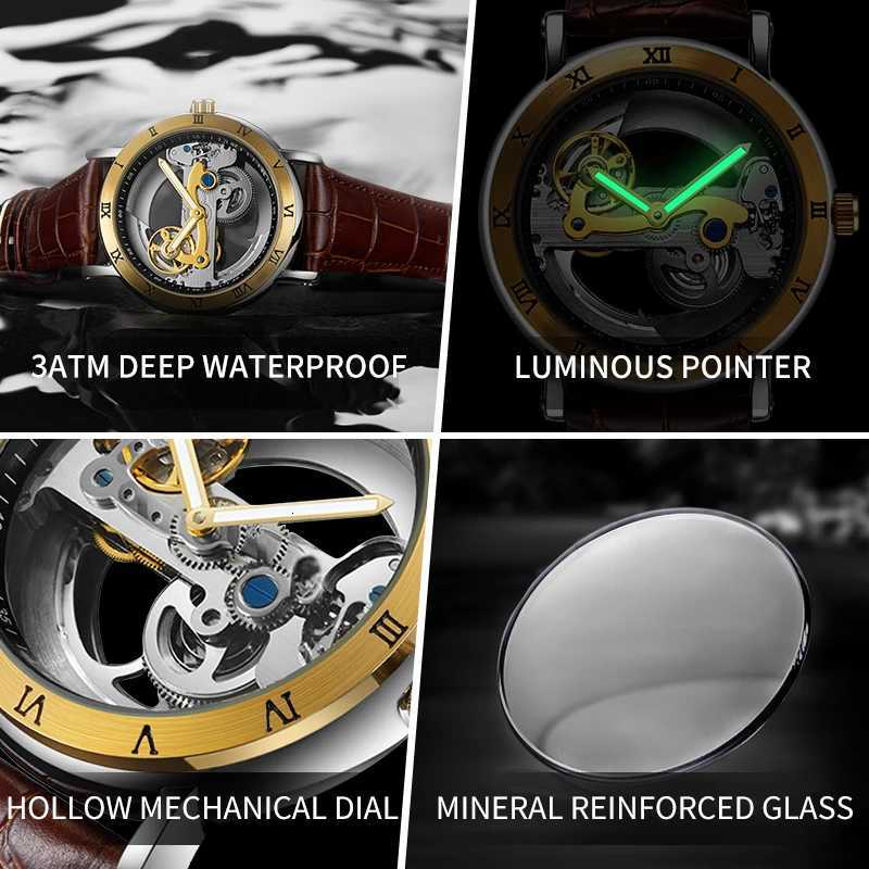 Mechanical Wristwatches Watches for Man Watches Golden Bridge Skeleton Automatic Mechanical Mens Watch reloj hombre montre hommeW251104