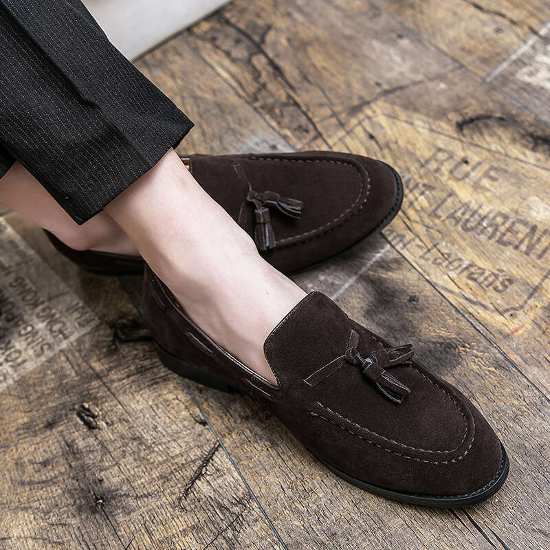 Spring new plus size 48 niche fashion leather for men lazy outdoor bean shoes