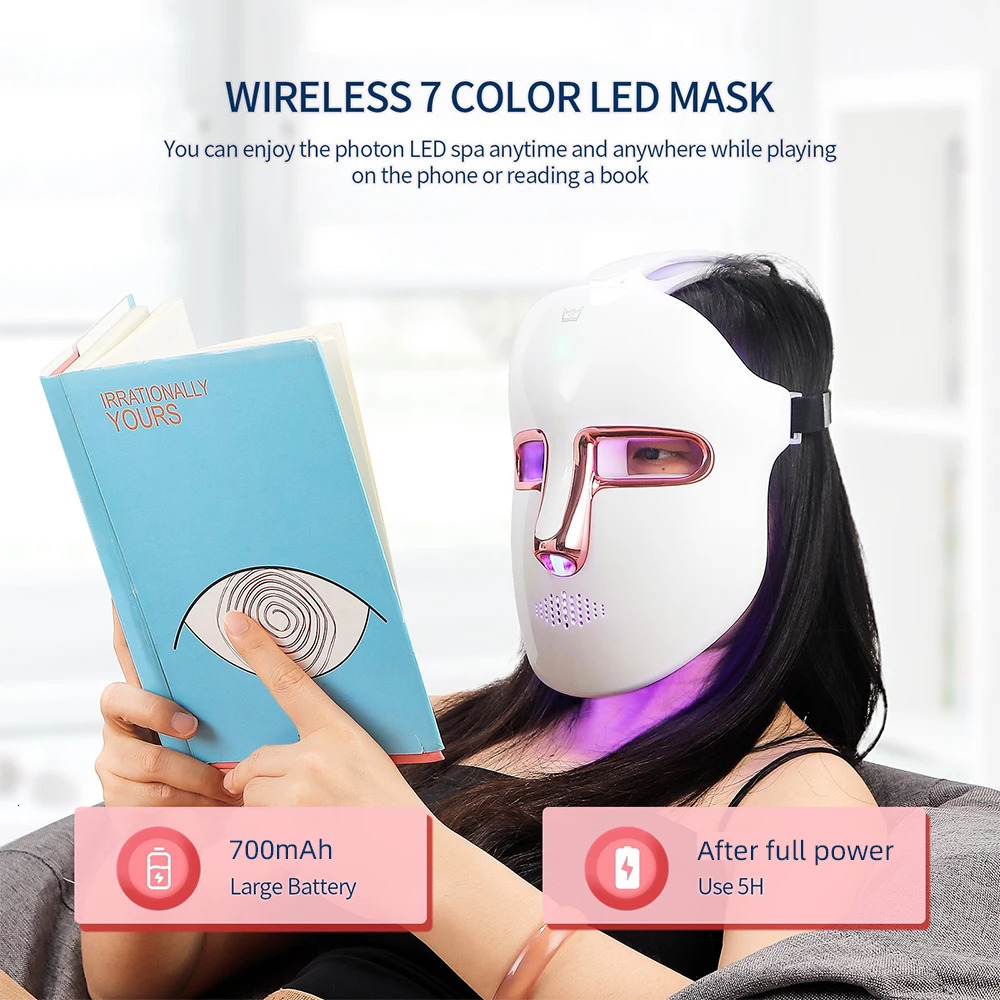 7 Colors LED Face Beauty Machine Red Light Skin Care Led Mask Home Use Devices Skin Tighten Rejuvenation Facial Mask 251030
