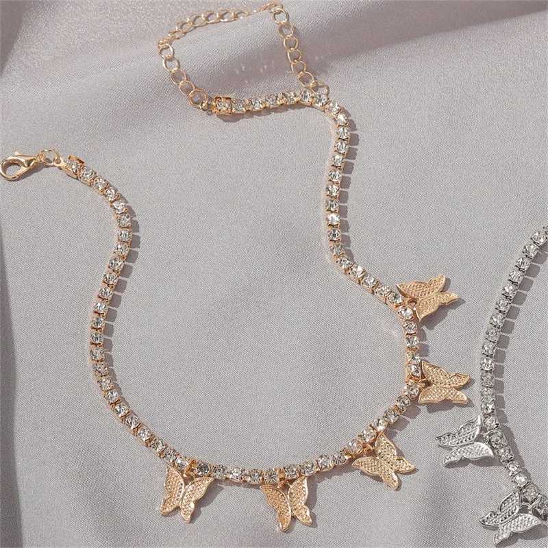 Crystal Butterfly Pendants Women Chokers Personality Gold Color Hollow Chain Choker Necklaces for Ladies Punk Collar jewellery Z250402