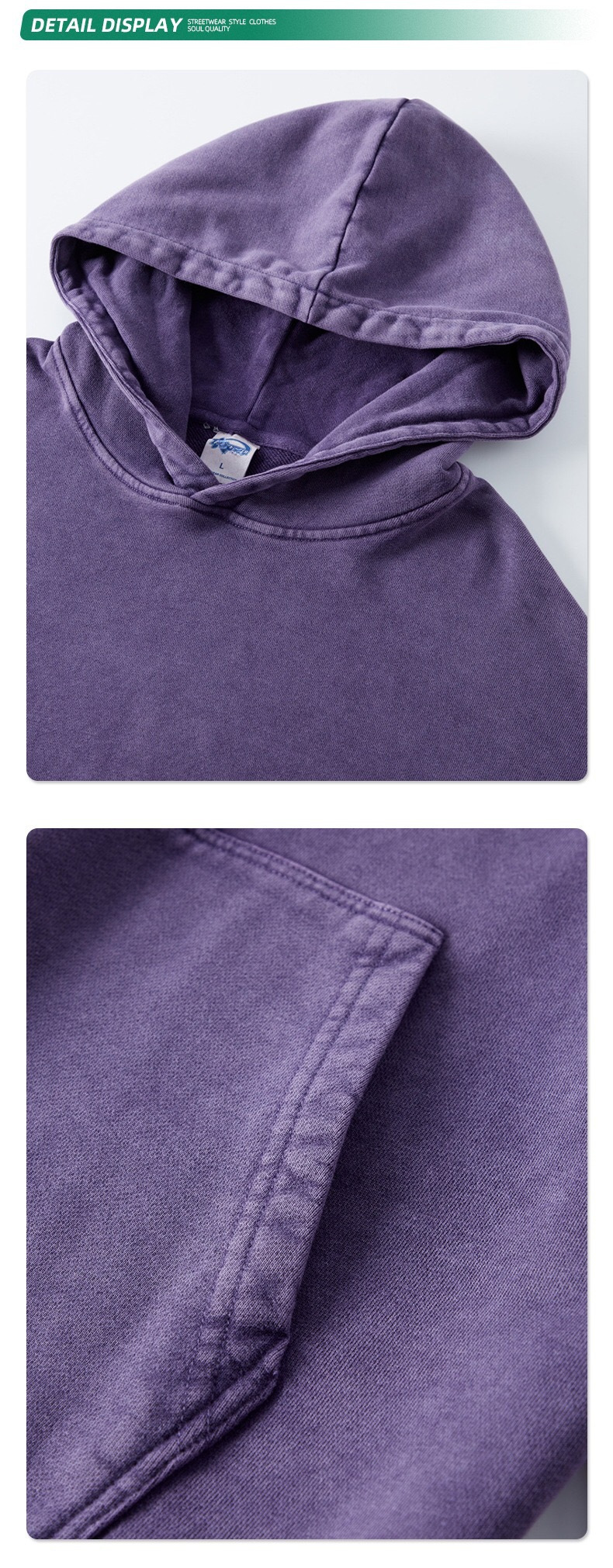 Men's Hoodies & Sweatshirts Heavyweight Washed Vintage Fleece-Lined Hoodie - Unisex Trendy Casual Retro Snow-Washed Solid Color