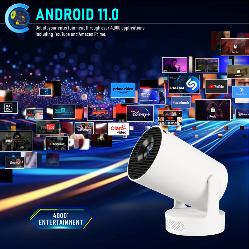 HY300 Ultra Projector 4K Wifi6 Android 11 250 ANSI Dual WIFI Allwinner H713 BT5.4 720P Home Cinema Sound Speaker Protable Mini Projetor