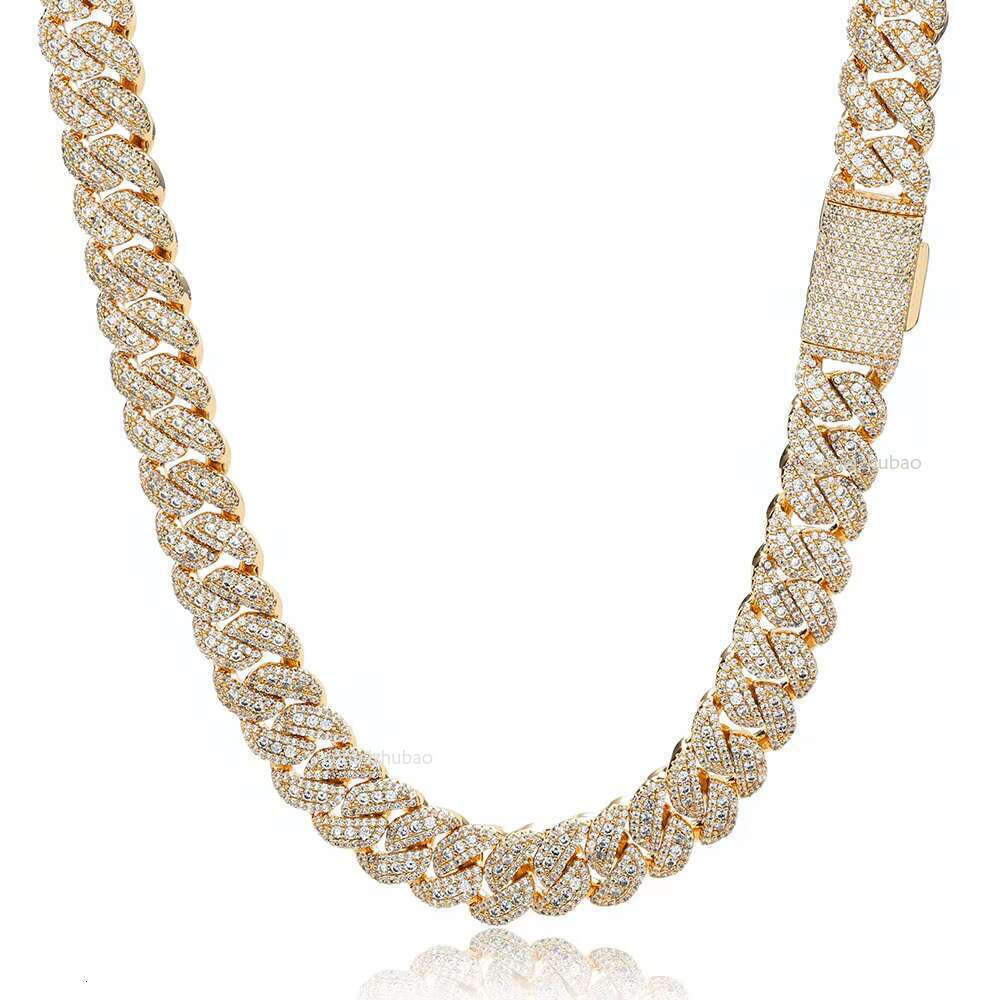 NUOYA 14MM Miami Cuban k Chain Necklace Custom Iced Out Dia Sier Plated Hip Hop Jewelry
