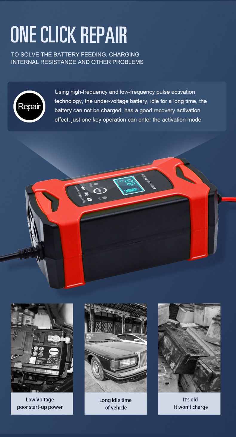 12V 6A Car Battery Charger - Portable Power Solution for Automobiles
