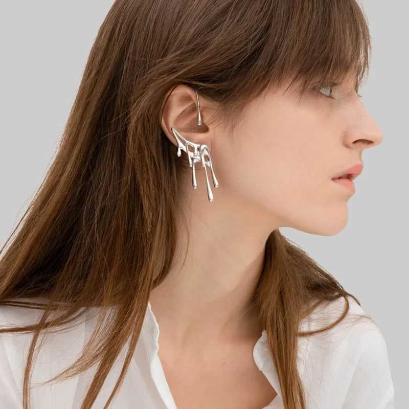 Kshmir 2023 new geometric metal drop wax irregular lava earrings buckle earrings suitable for womens jewelry gifts Y250401