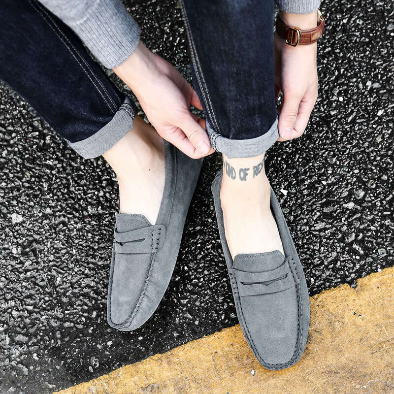 New autumn winter oversized low cut men's bean with fashionable plush and warm sleeves, British casual shoes