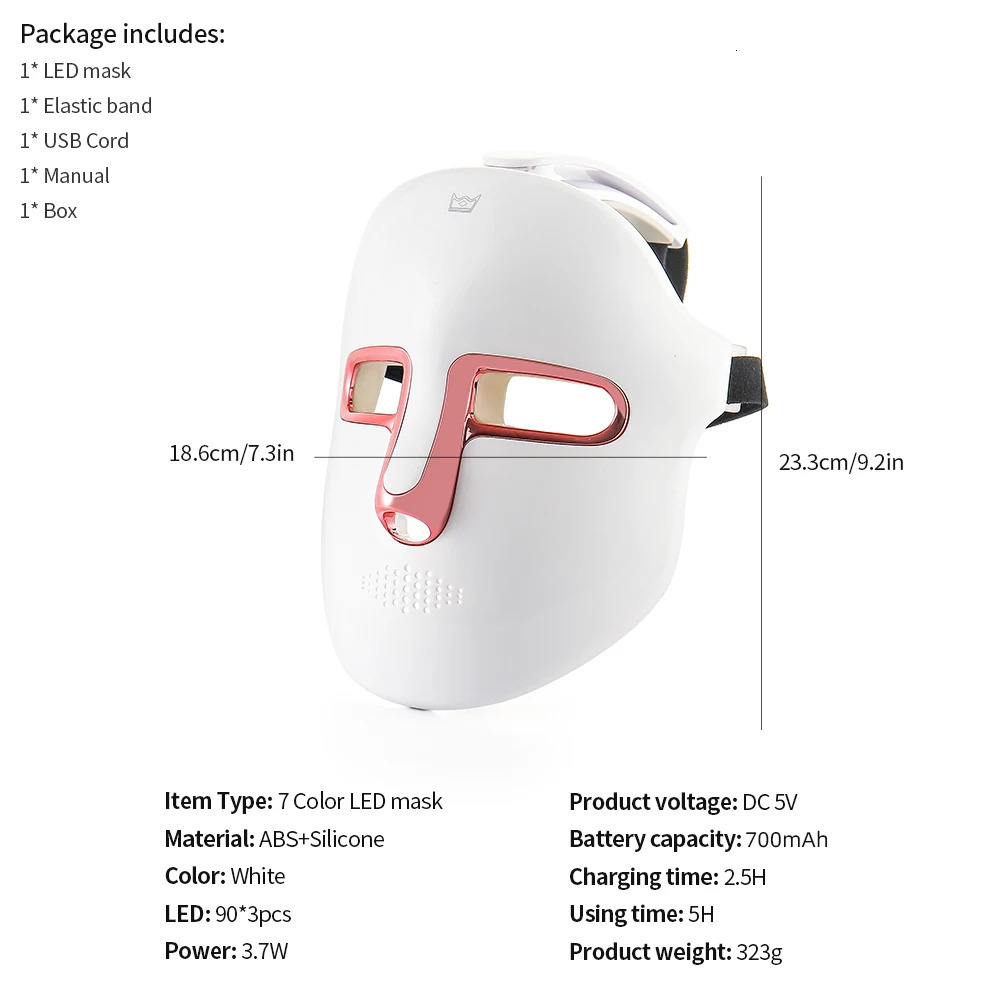 7 Colors LED Face Beauty Machine Red Light Skin Care Led Mask Home Use Devices Skin Tighten Rejuvenation Facial Mask 251030