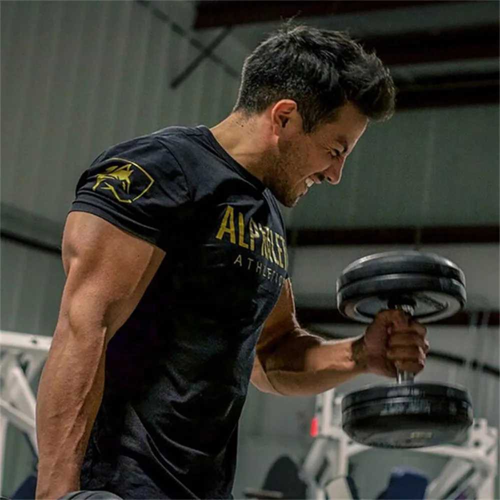 Cotton Casual Printed T-shirt Men Short Sleeve Skinny Tee Shirt Male Gym Fitness Tops Summer Sport Training Crossfit Clothing X250403