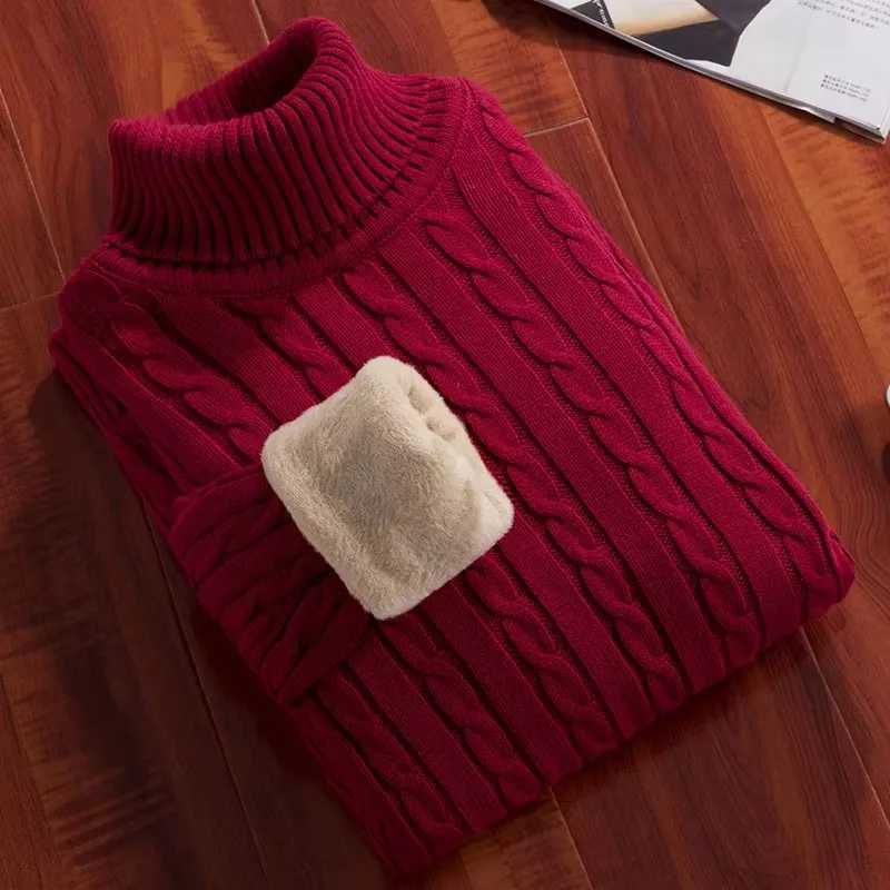 Mens Pullovers Velvet Thickened Sweater Mens Winter Turtleneck Base Shirt Thick Knitted Shirt Warm Mens Inner ClothesT251103