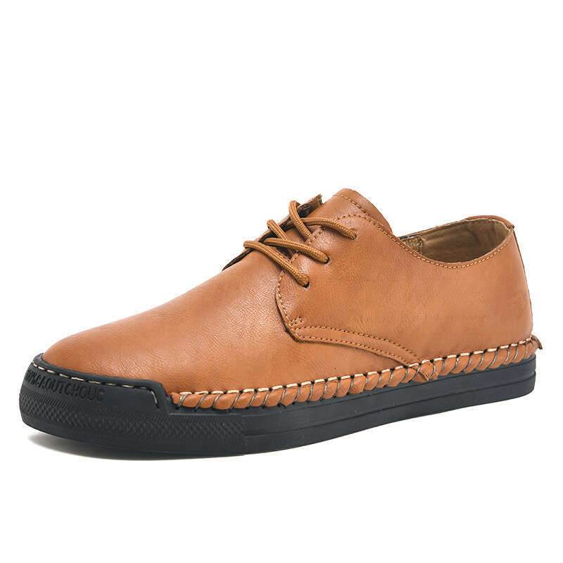Fashionable low cut lace up flat seasonal new styles for men's casual leather shoes, oversized trendy shoes